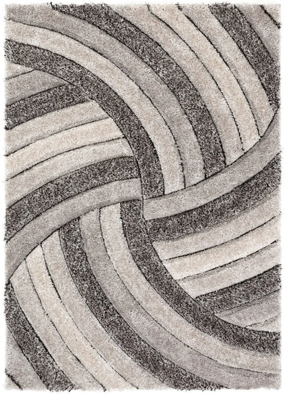 Ucci Grey Modern 3D Textured Shag Rug Well Woven