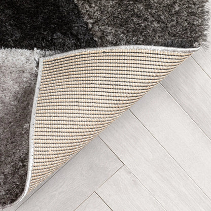 Holland Modern Geometric Black 3D Textured Thick & Soft Shag Rug Well Woven