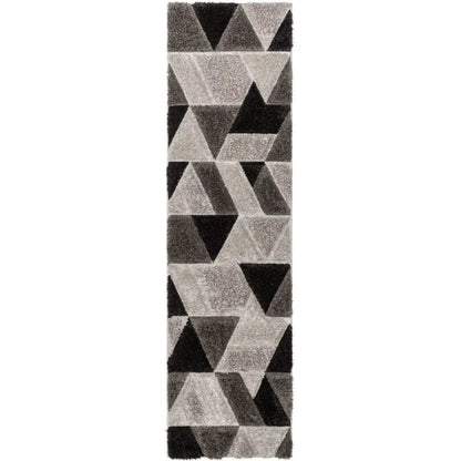 Holland Modern Geometric Black 3D Textured Thick & Soft Shag Rug Well Woven