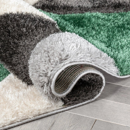 Holland Modern Geometric Green 3D Textured Thick & Soft Shag Rug Well Woven