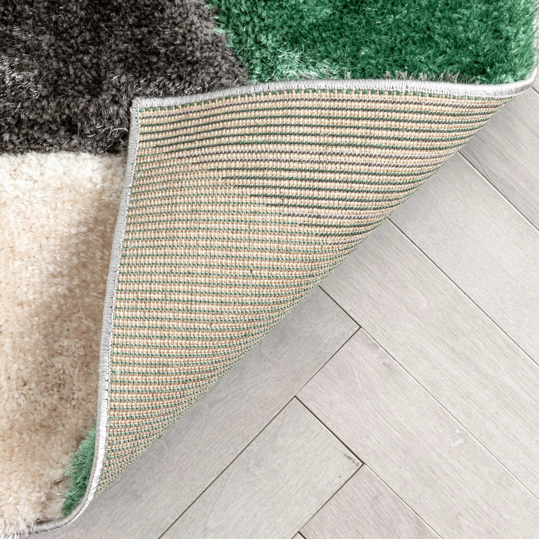 Holland Modern Geometric Green 3D Textured Thick & Soft Shag Rug Well Woven