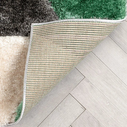 Holland Modern Geometric Green 3D Textured Thick & Soft Shag Rug Well Woven