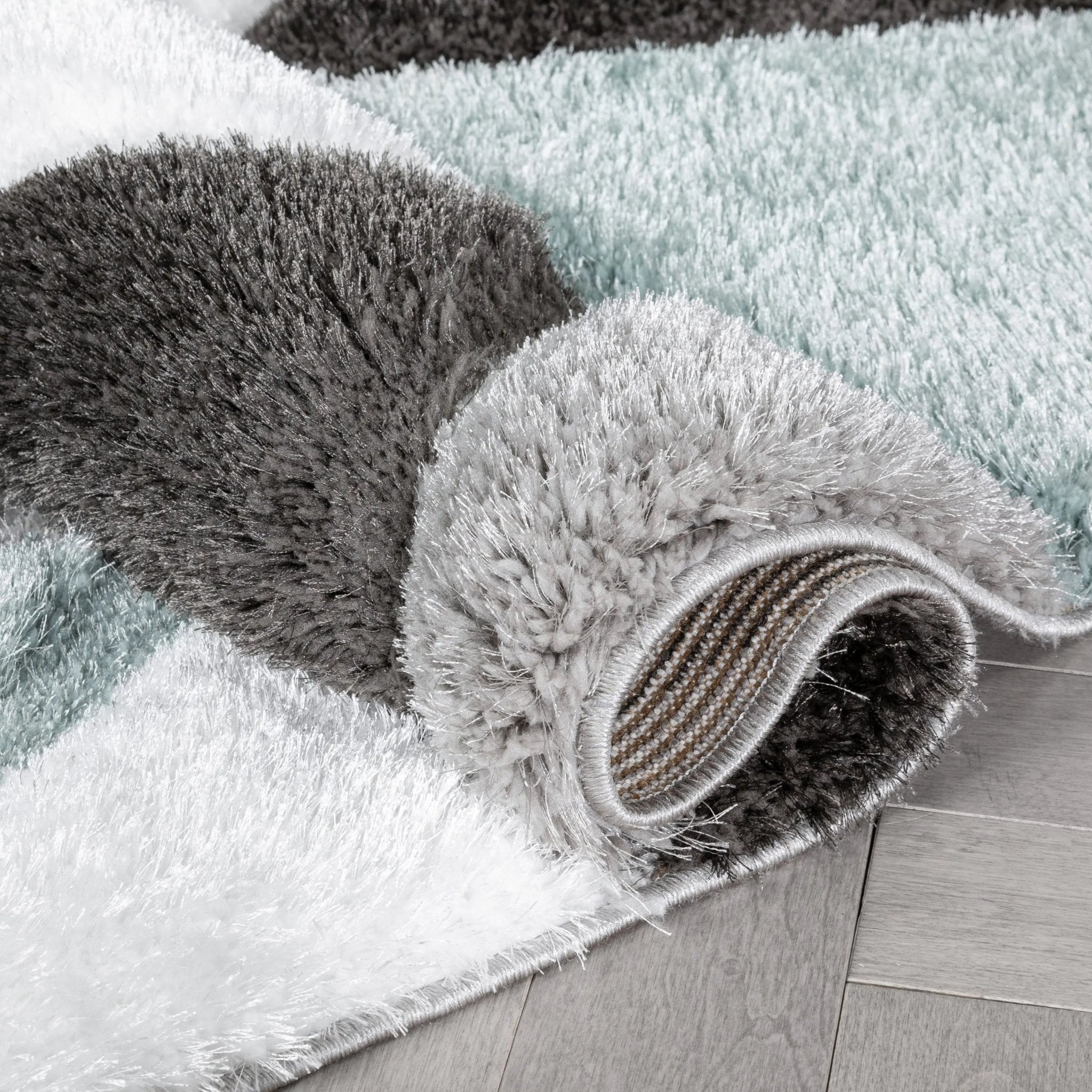 Holland Modern Geometric Light Blue 3D Textured Thick & Soft Shag Rug Well Woven