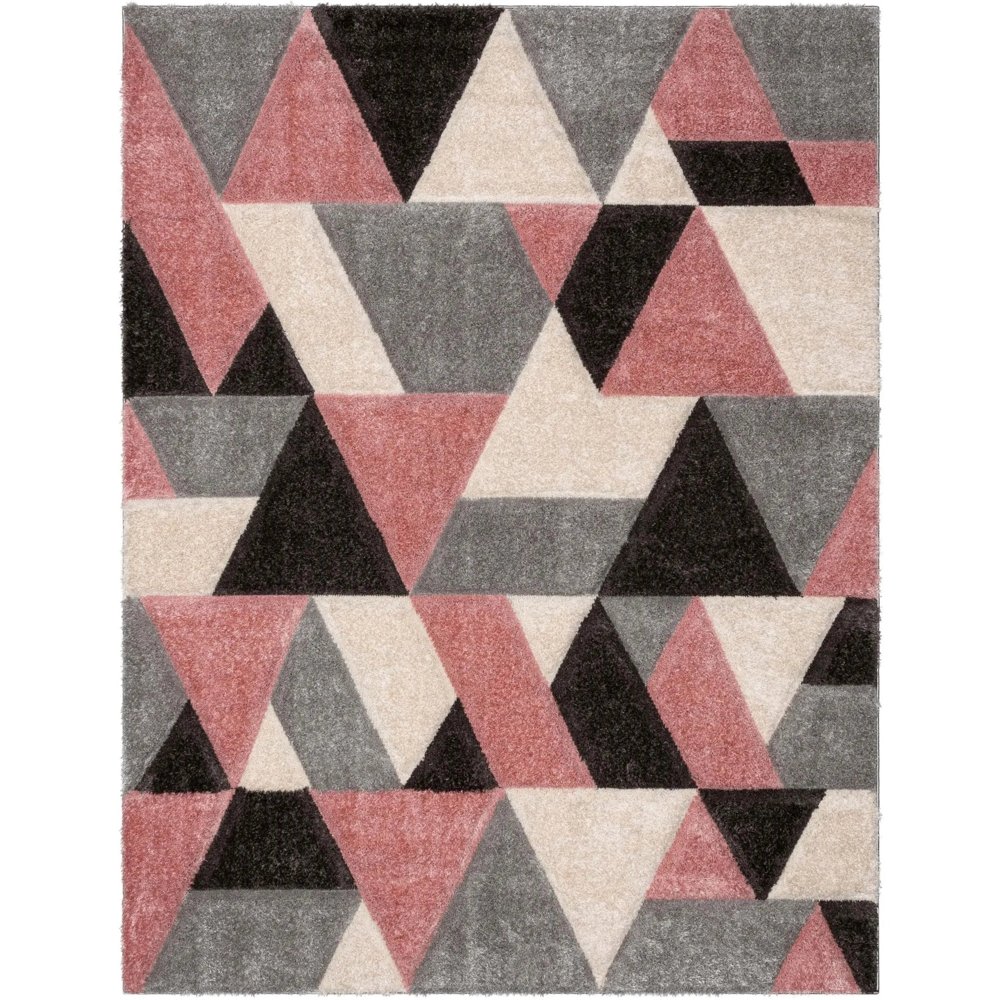 Holland Modern Geometric Blush 3D Textured Thick & Soft Shag Rug Well Woven