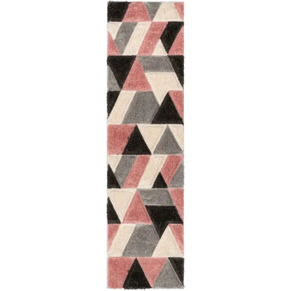 Holland Modern Geometric Blush 3D Textured Thick & Soft Shag Rug Well Woven