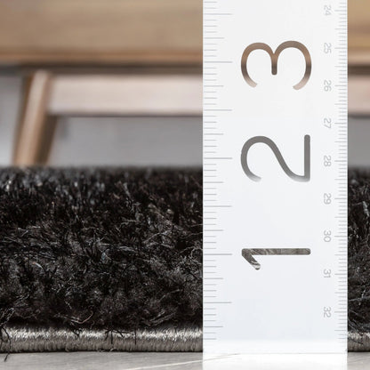 Luz Modern Geometric Black 3D Textured Thick & Soft Shag Rug Well Woven