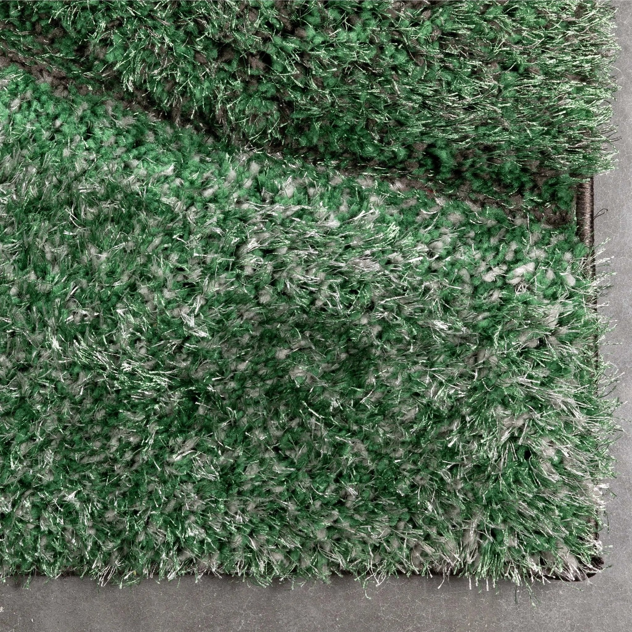 Luz Modern Geometric Green 3D Textured Thick & Soft Shag Rug Well Woven