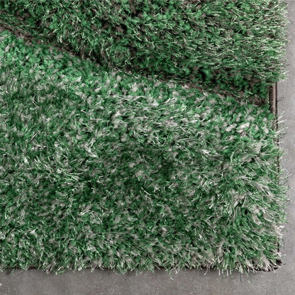 Luz Modern Geometric Green 3D Textured Thick & Soft Shag Rug Well Woven