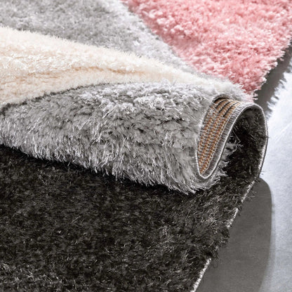 Venice Blush Modern Geometric 3D Textured Shag Rug Well Woven