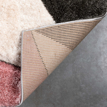 Venice Blush Modern Geometric 3D Textured Shag Rug Well Woven