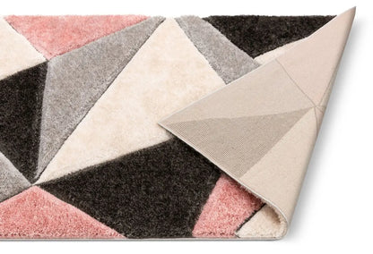 Venice Blush Modern Geometric 3D Textured Shag Rug Well Woven