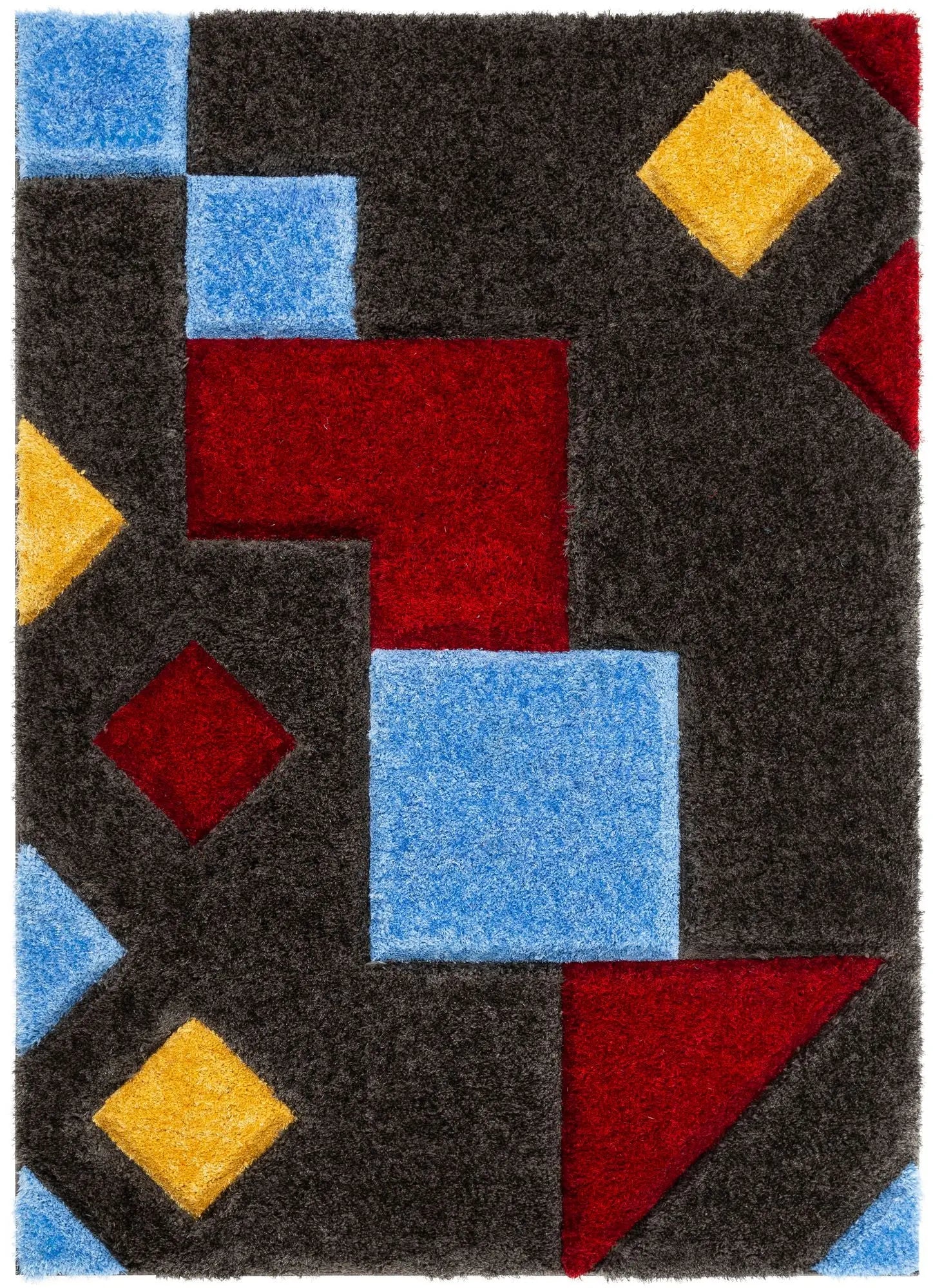Teahupo Black Modern Geometric 3D Textured Shag Rug By Chill Rugs Well Woven
