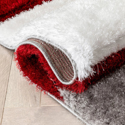 Escondido Red Modern Geometric 3D Textured Shag Rug Well Woven