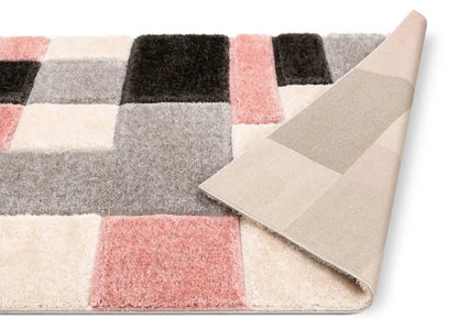 Escondido Blush Modern Geometric 3D Textured Shag Rug Well Woven