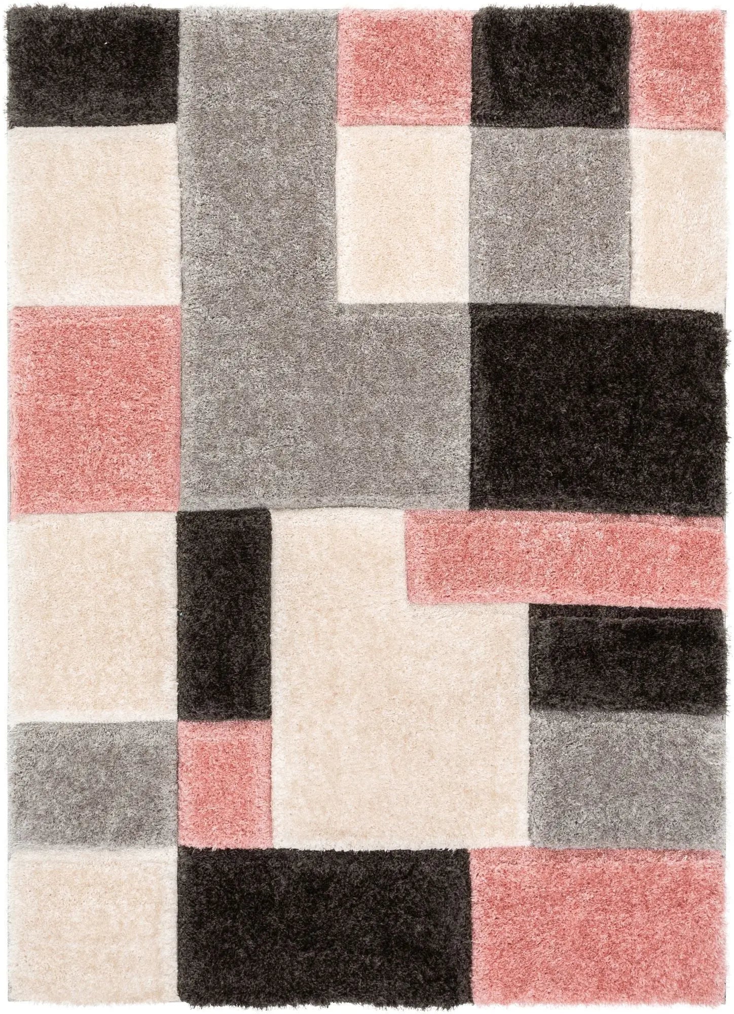 Escondido Blush Modern Geometric 3D Textured Shag Rug Well Woven