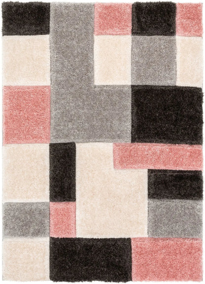 Escondido Blush Modern Geometric 3D Textured Shag Rug Well Woven