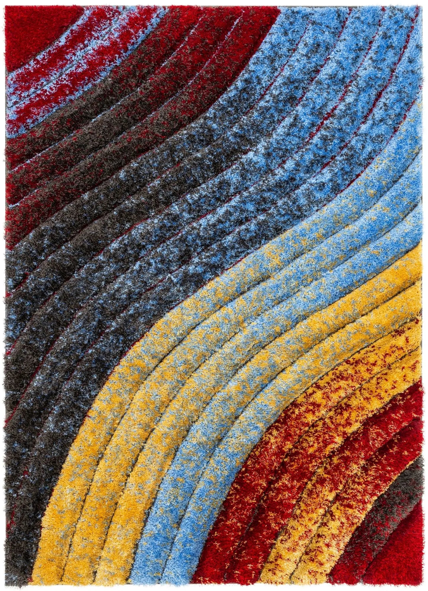 Mojave Red Multi-Color Rainbow Modern 3D Textured Shag Rug Well Woven