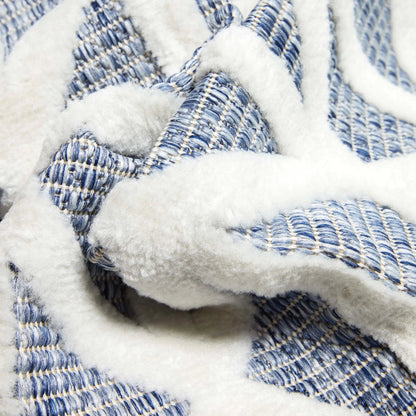 Ciel Modern Geometric Indoor/Outdoor Blue High-Low Rug Well Woven