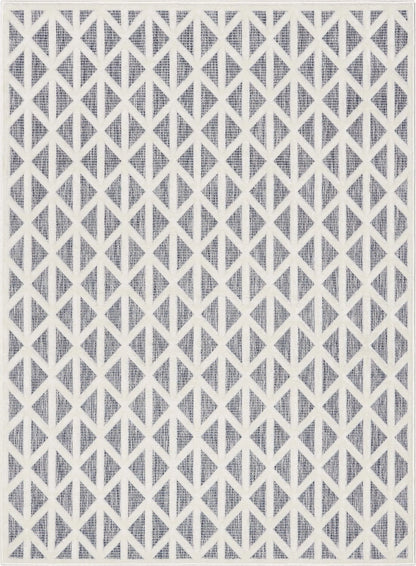 Ciel Modern Geometric Indoor/Outdoor Blue High-Low Rug Well Woven