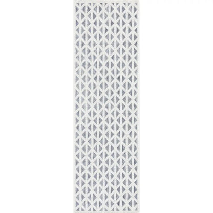 Ciel Modern Geometric Indoor/Outdoor Blue High-Low Rug Well Woven