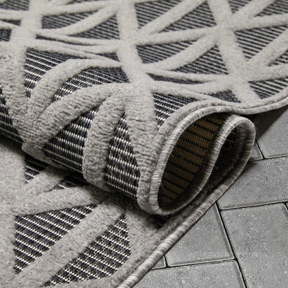 Ciel Modern Geometric Indoor/Outdoor Grey High-Low Rug Well Woven