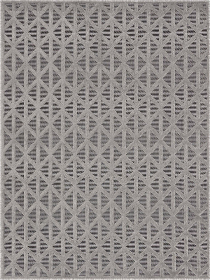 Ciel Modern Geometric Indoor/Outdoor Grey High-Low Rug Well Woven