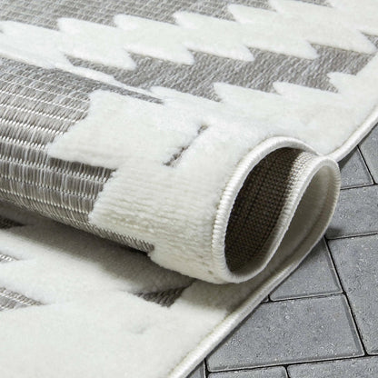 Keiko Tribal Moroccan Indoor/Outdoor Grey High-Low Rug Well Woven