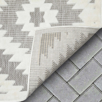 Keiko Tribal Moroccan Indoor/Outdoor Grey High-Low Rug Well Woven