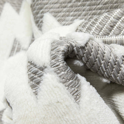 Keiko Tribal Moroccan Indoor/Outdoor Grey High-Low Rug Well Woven