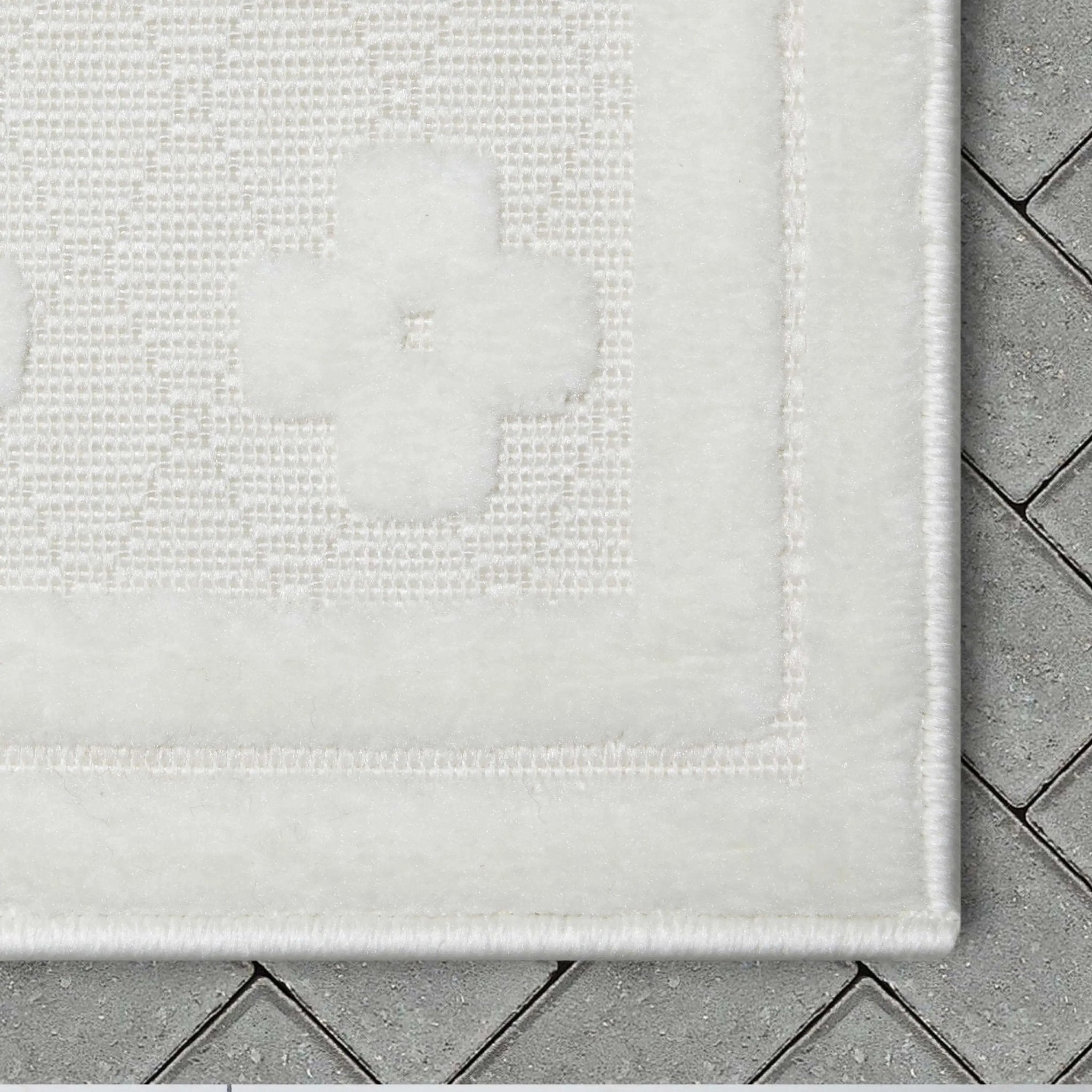 Mali Tribal Diamond Pattern Indoor/Outdoor Ivory High-Low Rug Well Woven