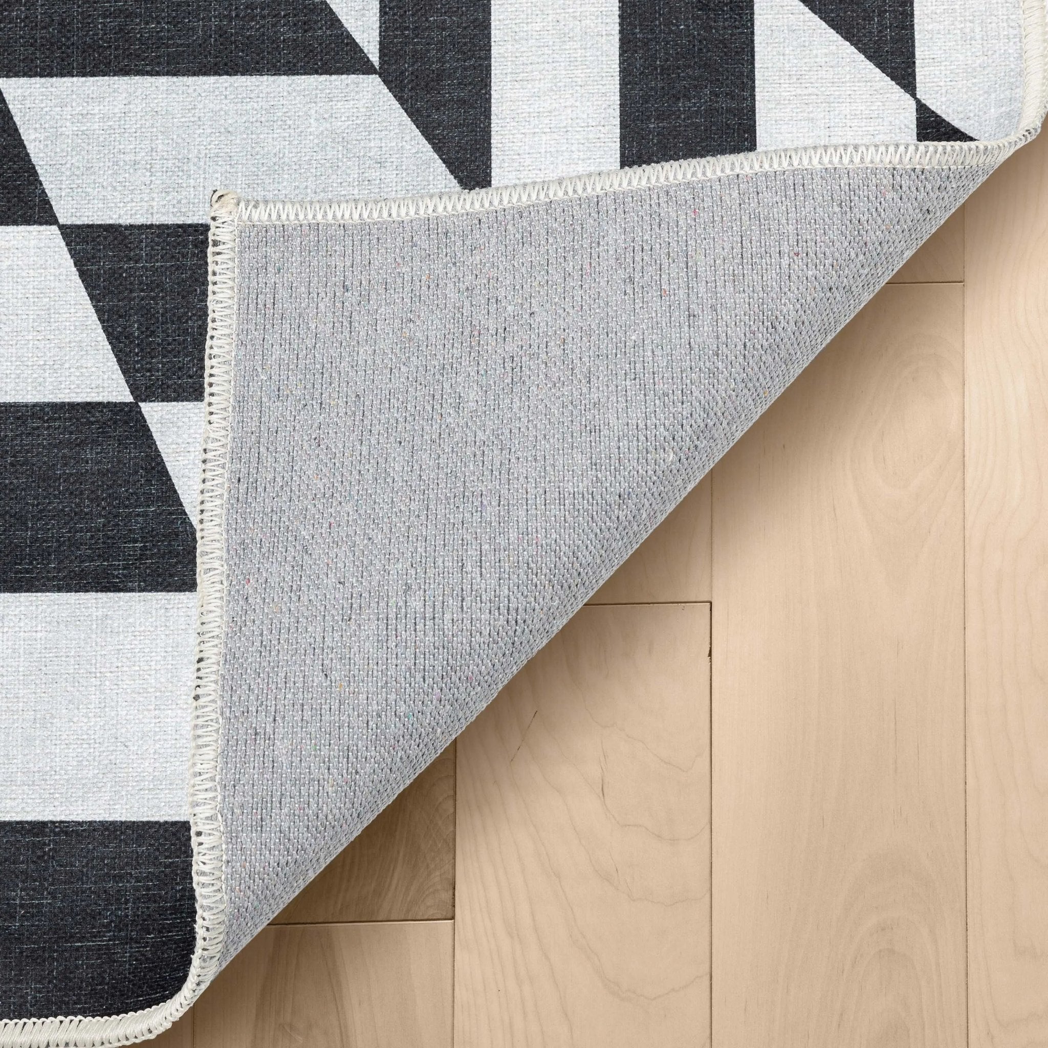 Warp Bottomless Hole 3D Geometric Black Ivory Area Flat-Weave Rug Well Woven