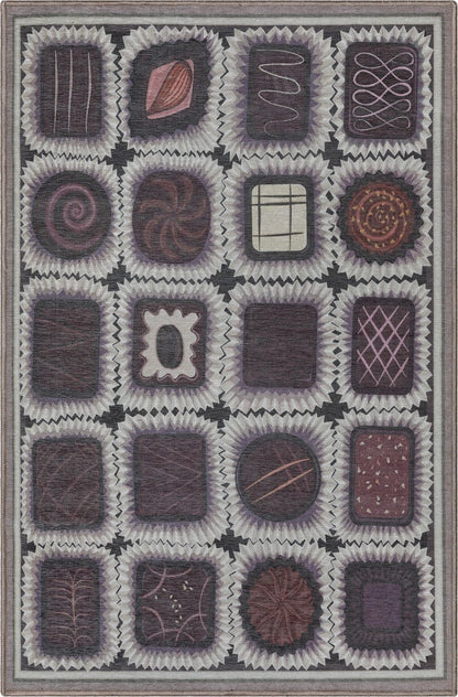 Chocolate Box Novelty Brown Flat-Weave Rug Well Woven