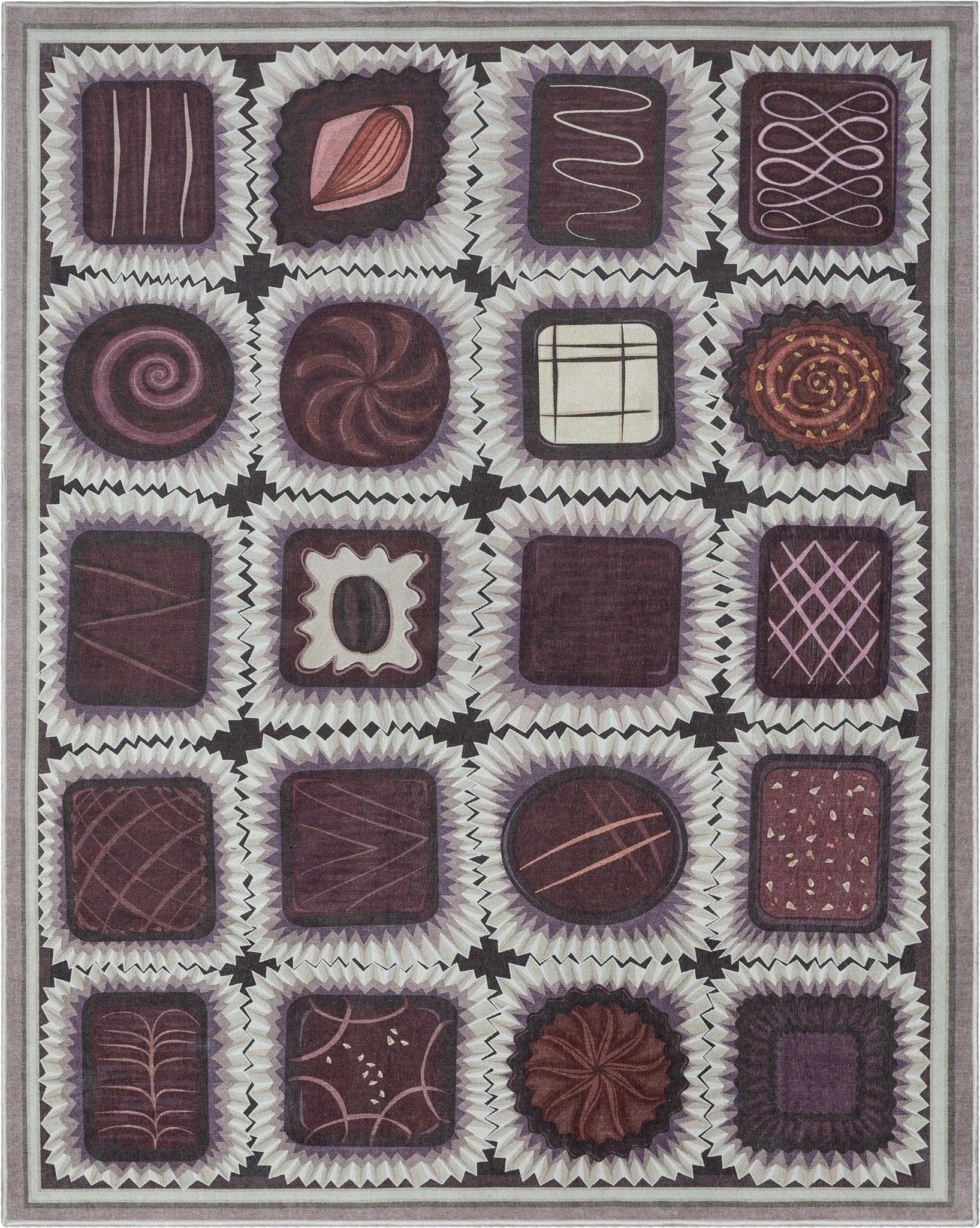 Chocolate Box Novelty Brown Flat-Weave Rug Well Woven