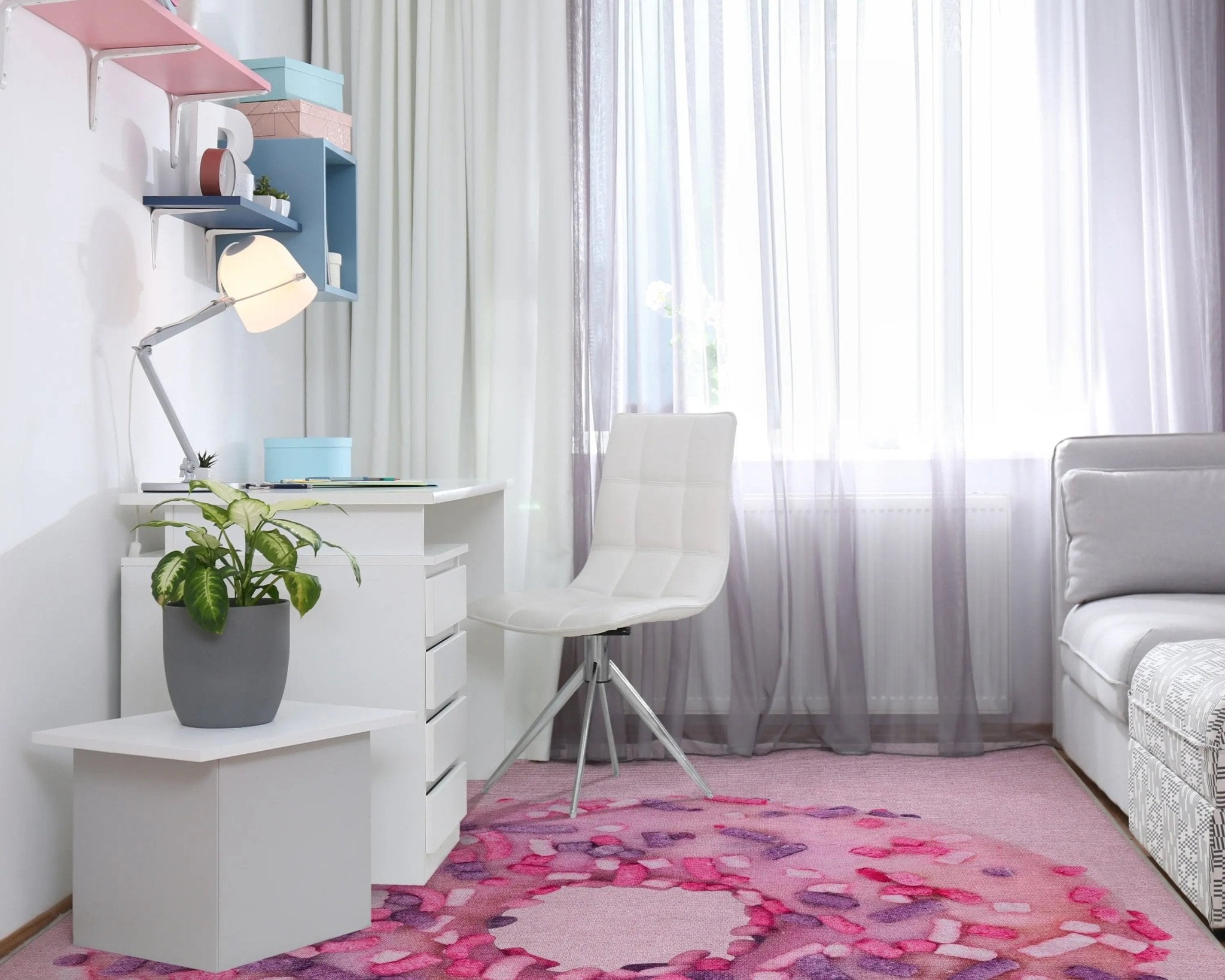 Pink Sprinkles Donut Novelty Pink Flat-Weave Rug Well Woven