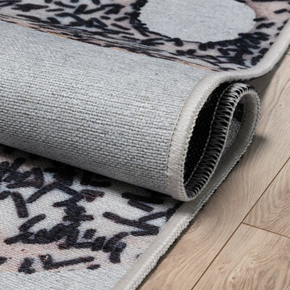 Multi White Sprinkles Donut Novelty Ivory Black Flat-Weave Rug Well Woven