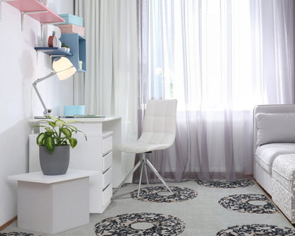 Multi White Sprinkles Donut Novelty Ivory Black Flat-Weave Rug Well Woven