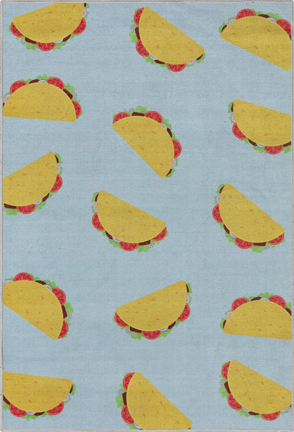 Multi Tacos Novelty Multi Blue Flat-Weave Rug Well Woven