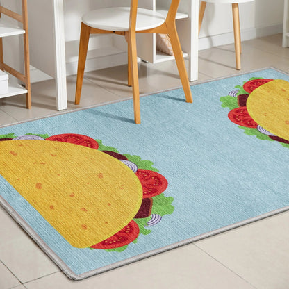 Taco Novelty Multi Blue Flat-Weave Rug Well Woven