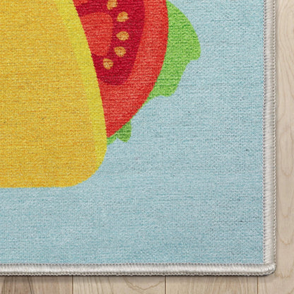 Taco Novelty Multi Blue Flat-Weave Rug Well Woven