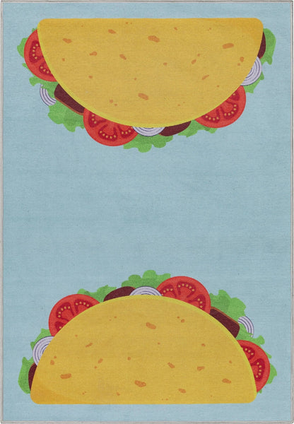 Taco Novelty Multi Blue Flat-Weave Rug Well Woven