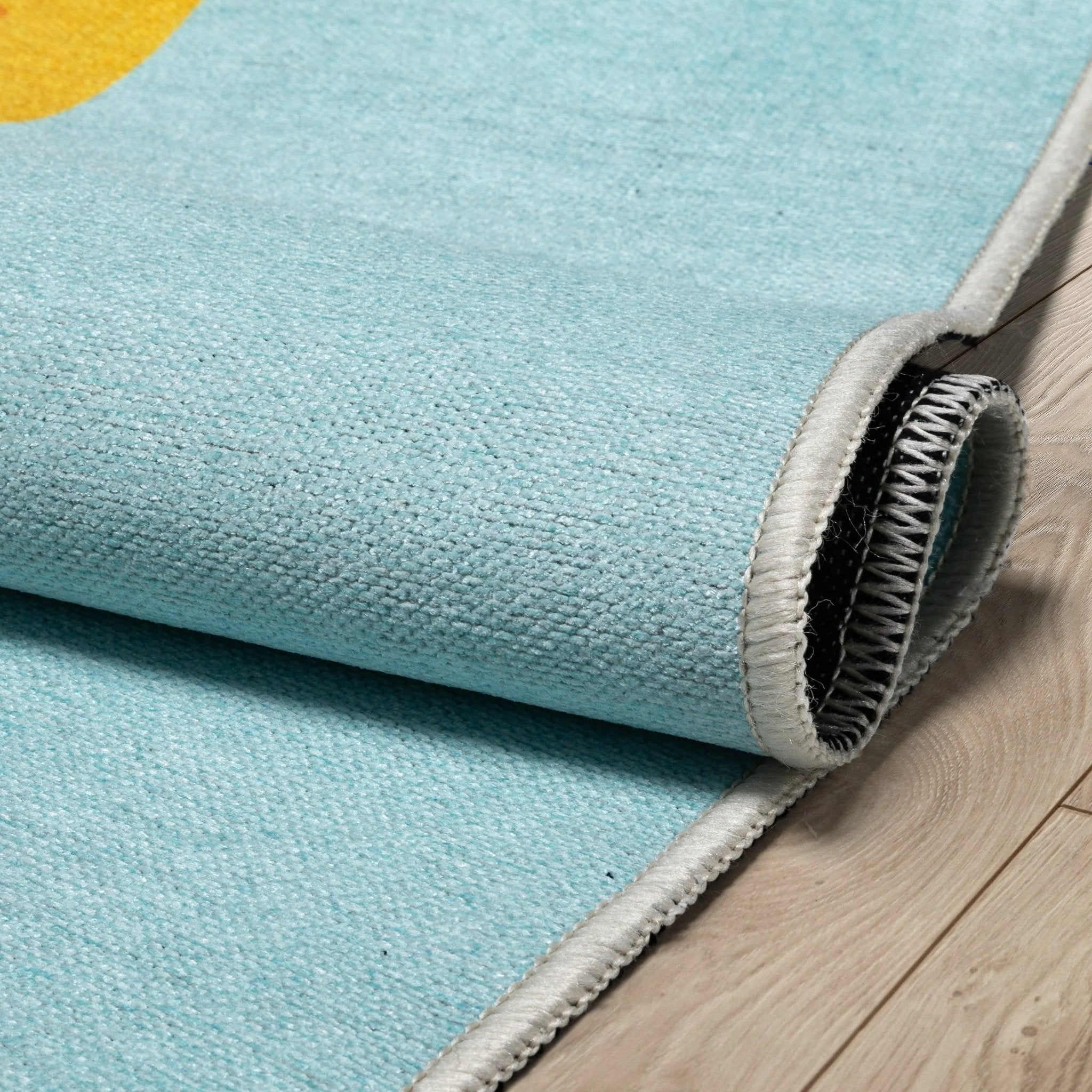 Double Taco Novelty Multi Blue Flat-Weave Rug Well Woven