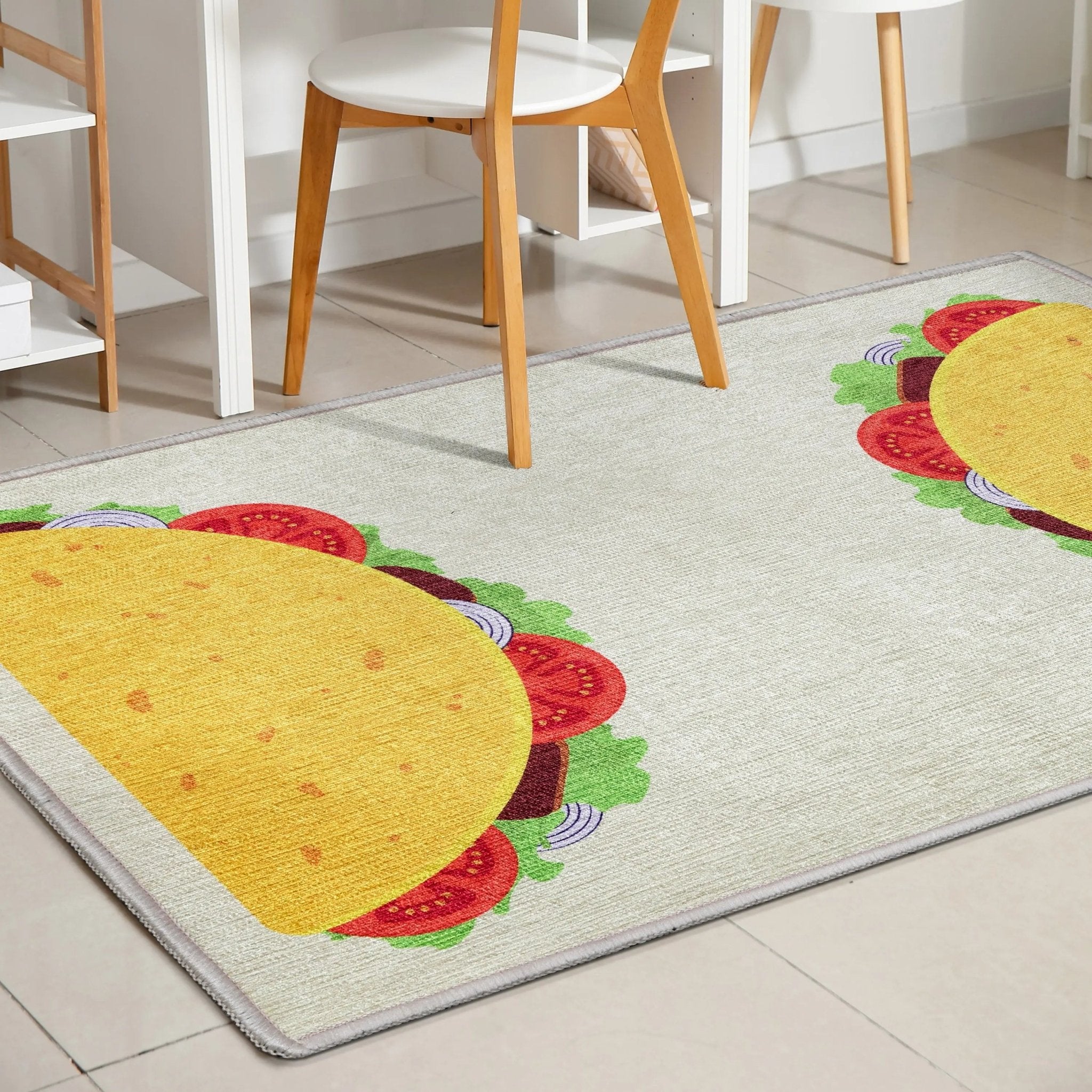 Double Taco Novelty Multi Yellow Flat-Weave Rug Well Woven