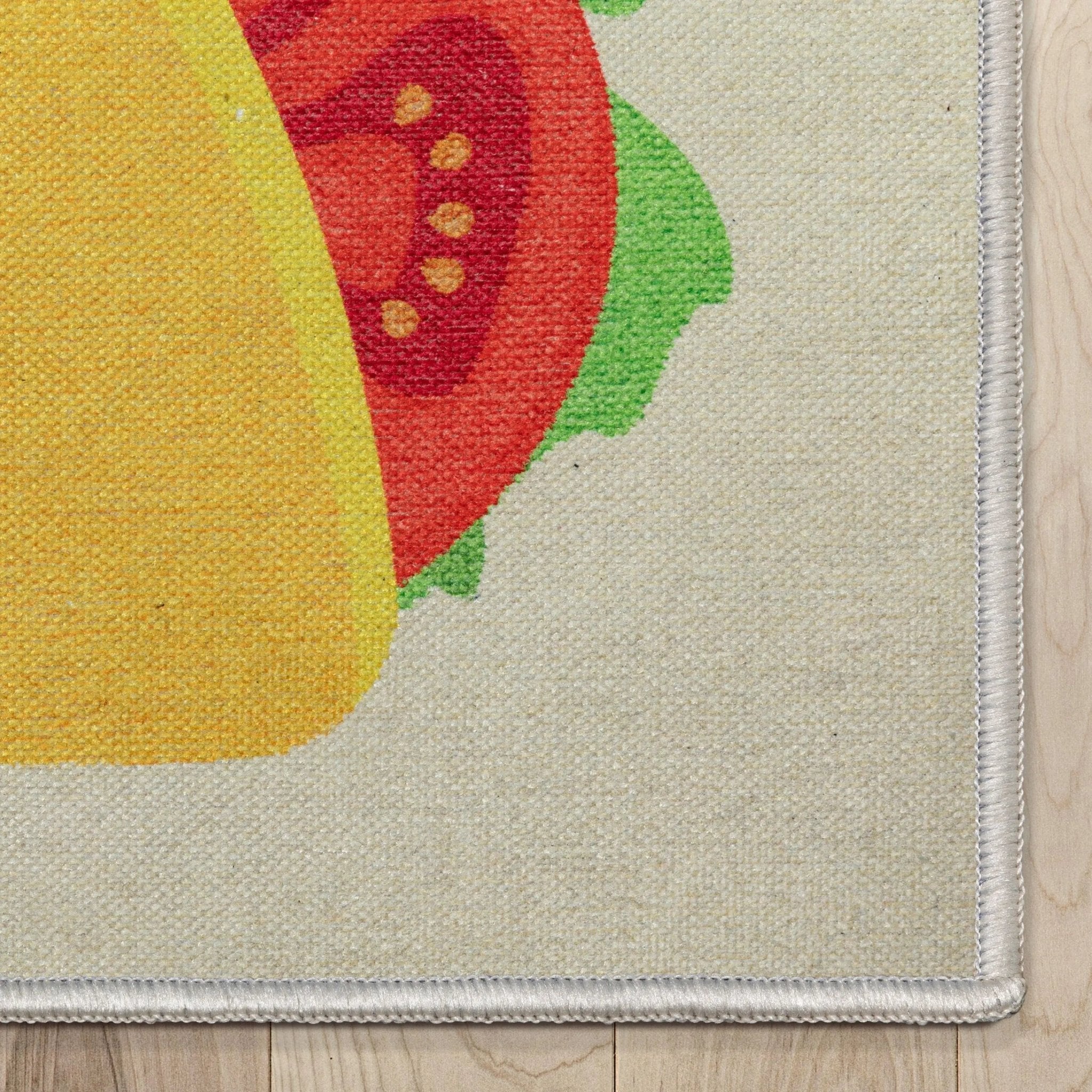 Double Taco Novelty Multi Yellow Flat-Weave Rug Well Woven