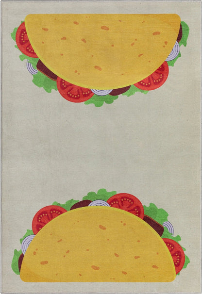Double Taco Novelty Multi Yellow Flat-Weave Rug Well Woven