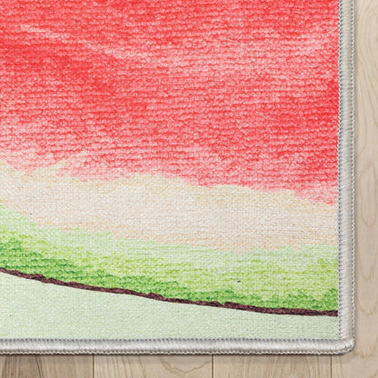 Half Watermelon Novelty Red Lime Flat-Weave Rug Well Woven