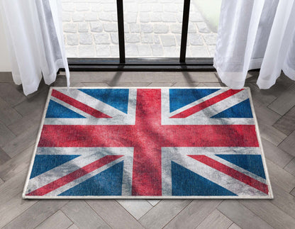 Apollo British Flag Red Blue White Novelty Flat-Weave Rug Well Woven
