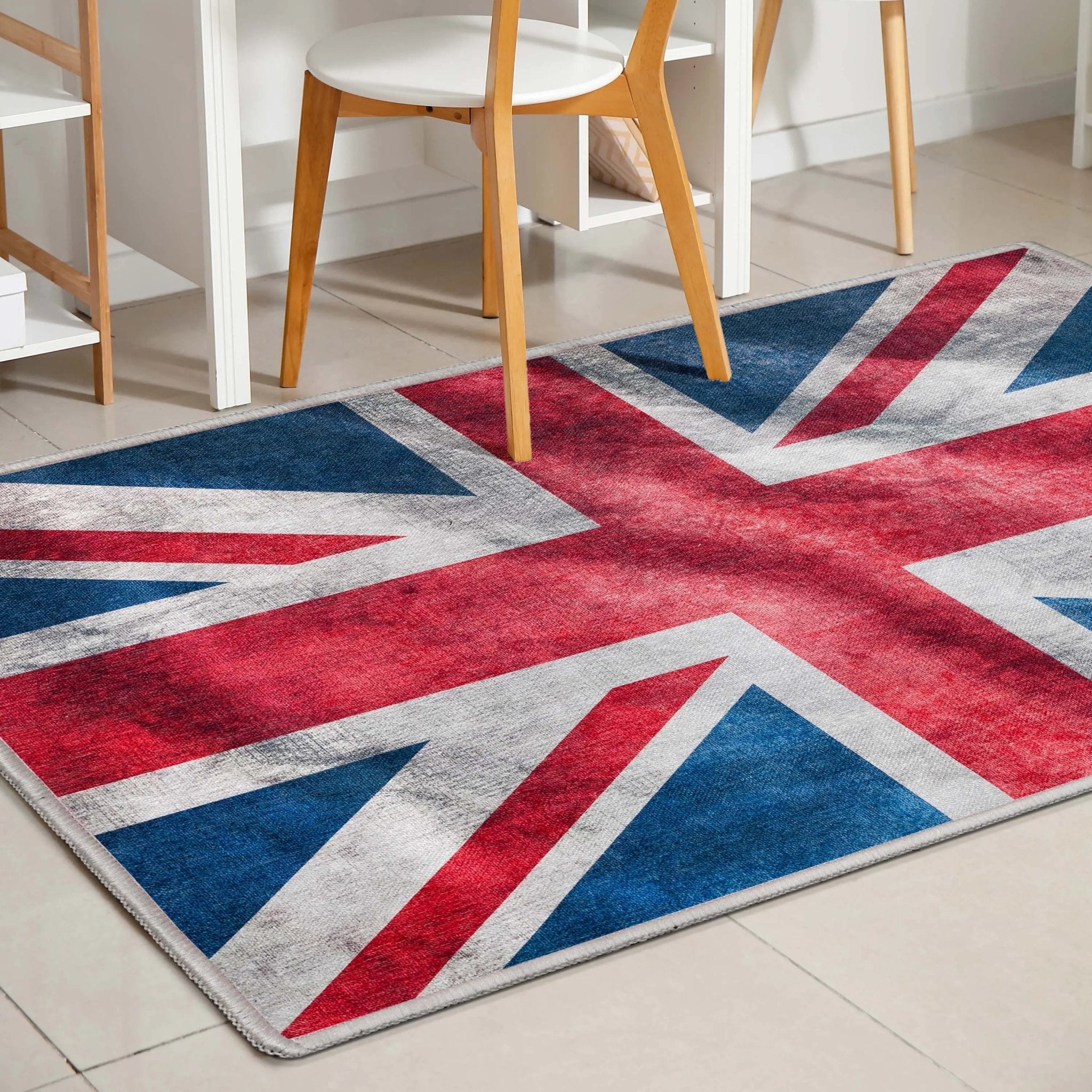 Apollo British Flag Red Blue White Novelty Flat-Weave Rug Well Woven