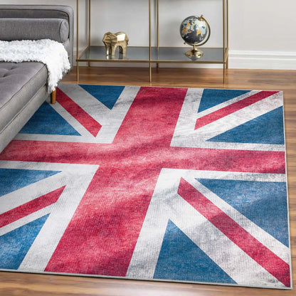 Apollo British Flag Red Blue White Novelty Flat-Weave Rug Well Woven