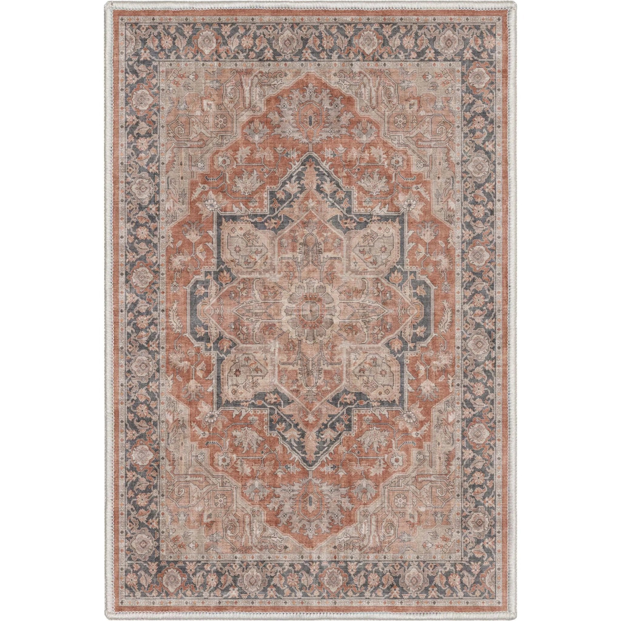 Bolona Vintage Oriental Floral Red Flat-Weave Rug Well Woven