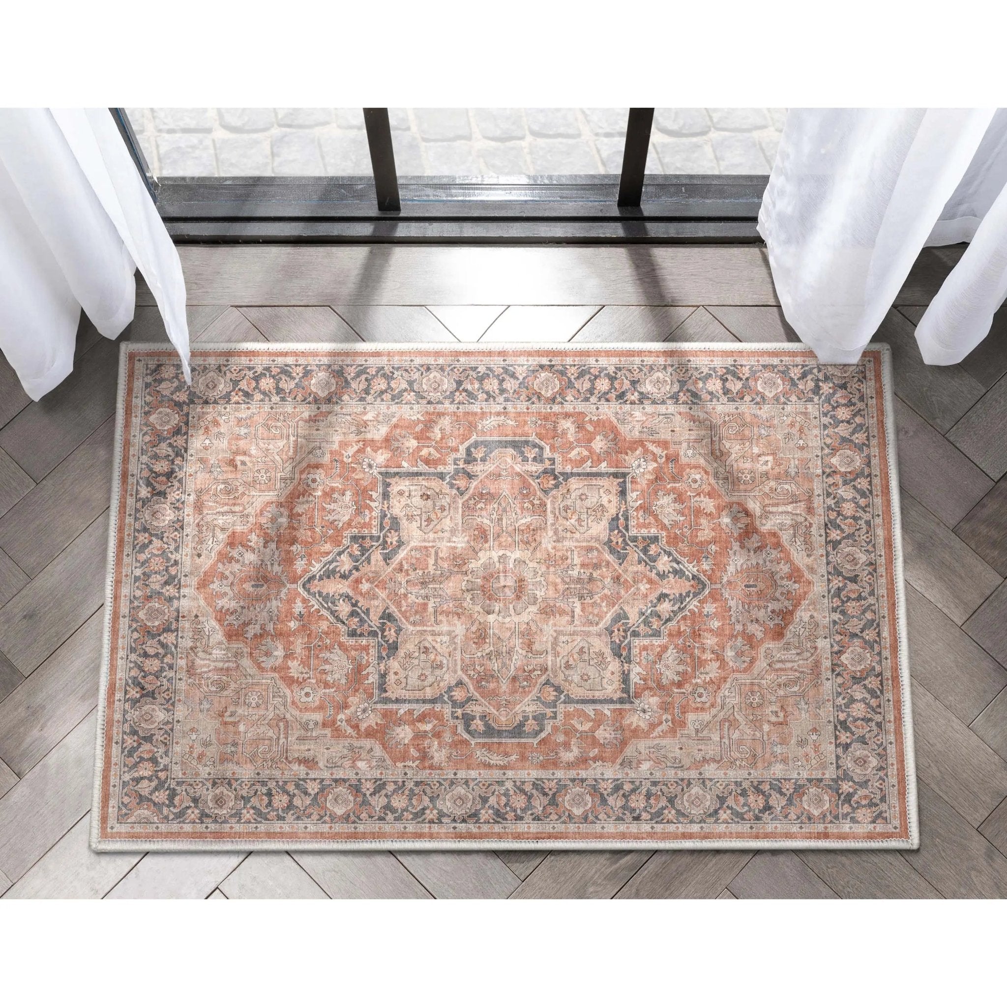 Bolona Vintage Oriental Floral Red Flat-Weave Rug Well Woven